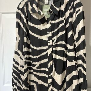 H&M Zebra Print Button-Up Dress- Black & White